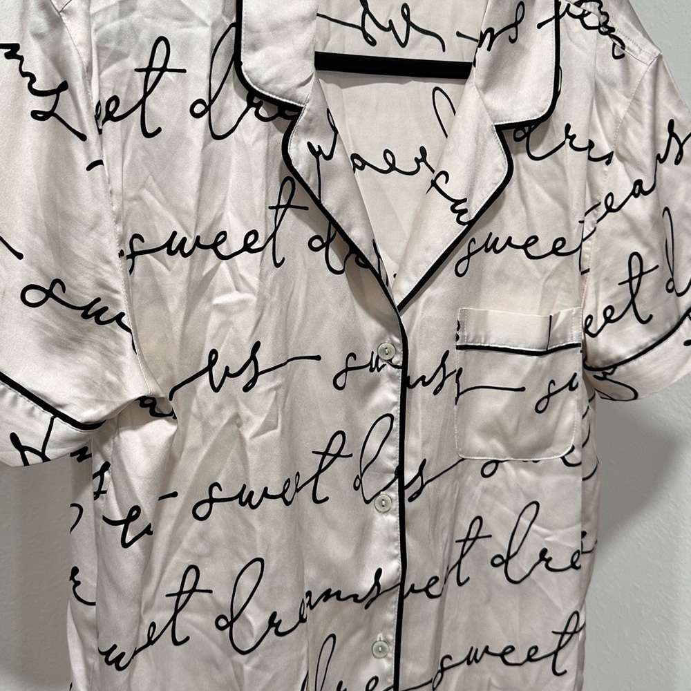 Victoria's Secret Black and Cream Pajama Top